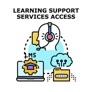 Learning support services accessing digital education resources Stock Illustration