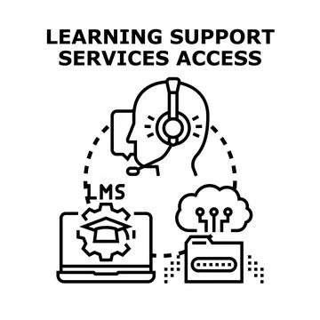 Learning support services accessing digital education resources Stock Illustration