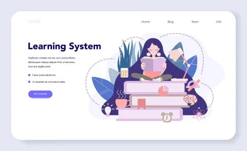 Learning system web banner or landing page, idea of study remotely. Illustrazione stock