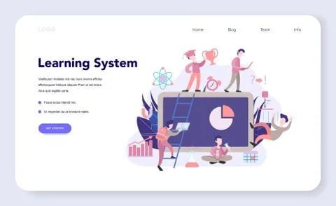Learning system web banner or landing page, idea of study remotely. Stockillustratie