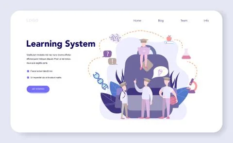 Learning system web banner or landing page, idea of study remotely. Illustrazione stock