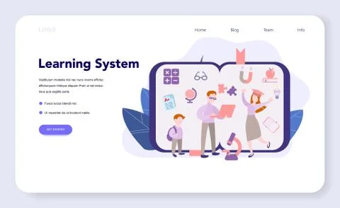 Learning system web banner or landing page, idea of study remotely. Illustrazione stock