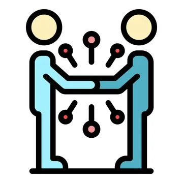 Learning teamwork icon color outline vector Illustrazione stock