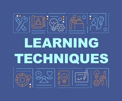 Learning techniques word concepts dark blue banner Stock Illustration