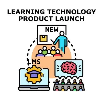 Learning technology product launch for education system Stock Illustration