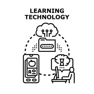 Learning technology systems connecting digital education devices 库存插图