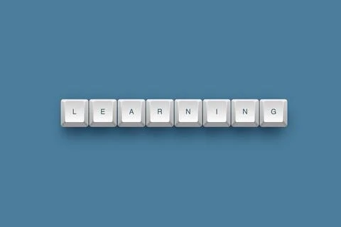 Learning text on a 3d keyboard button with shadow concept series 库存插图