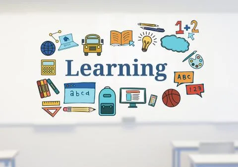 Learning text with drawings graphics Stock Illustration