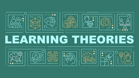 Learning theories text with creative thin linear icons Stock Illustration