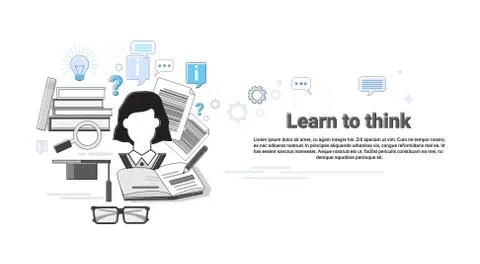 Learning To Think Education Online Web Banner Stockillustratie