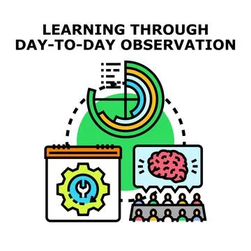 Learning through day to day observation concept vector Stock Illustration
