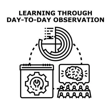 Learning through day to day observation concept vector Stock Illustration