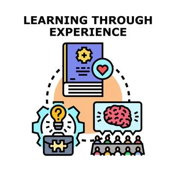 Learning through experience process gaining knowledge concept Stock Illustration