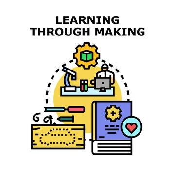 Learning through making concept creating new experience Stock Illustration