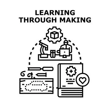 Learning through making concept creating new experience Stock Illustration