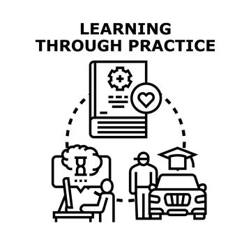 Learning through practice skill development concept 库存插图
