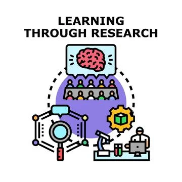Learning through research and scientific discovery concept Stock Illustration