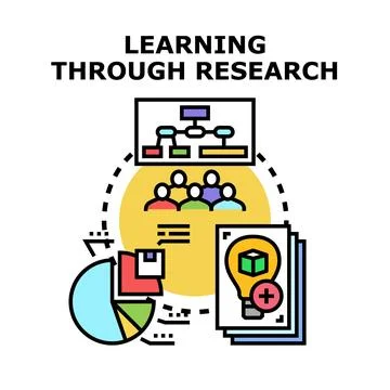 Learning through research, education, and development process Stock Illustration