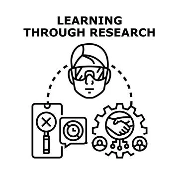 Learning through research problem solving and collaboration Stock Illustration