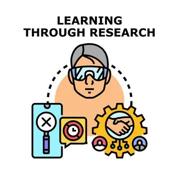 Learning through research problem solving and collaboration Stock Illustration