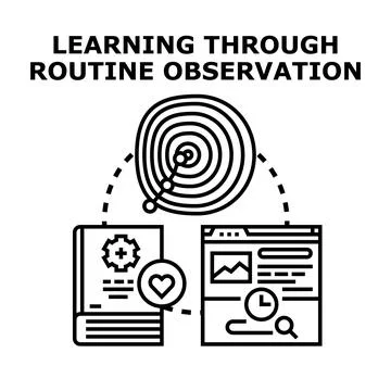 Learning through routine observation conceptual vector illustration Stock Illustration