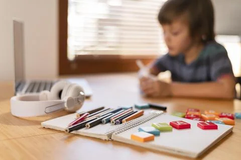 Learning through virtual classes Stock Photos
