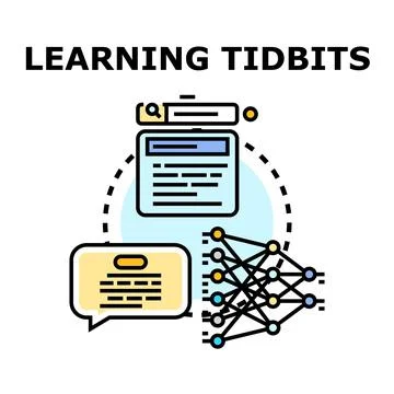 Learning tidbits concept with neural network illustration Stock Illustration