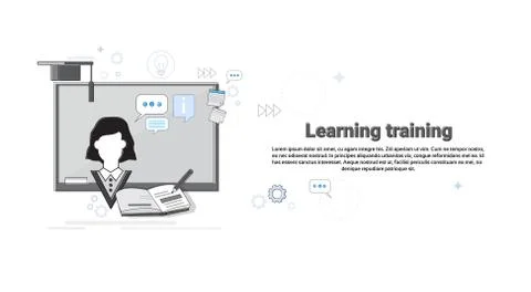 Learning Training Courses Education Web Banner Stock Illustration