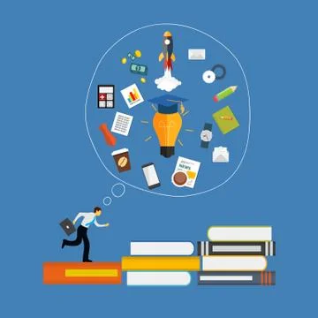 Learning, Training to  Make your Career Progress. Business Flat Illustrazione stock