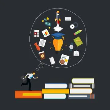 Learning, Training to Make your Career Progress. Business Flat Illustrazione stock