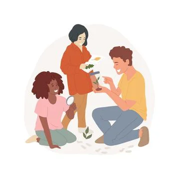 Learning trees and animals abstract concept vector illustration. Stock Illustration