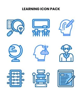 Learning Two Colour Icons Pack Illustrazione stock