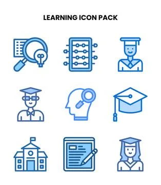 Learning Two Colour Scalable Icons Pack Ilustração Stock