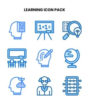 Learning Two Colour SVG Icons Pack Ilustração Stock