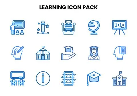 Learning Two Colour UI Icons Pack Illustrazione stock