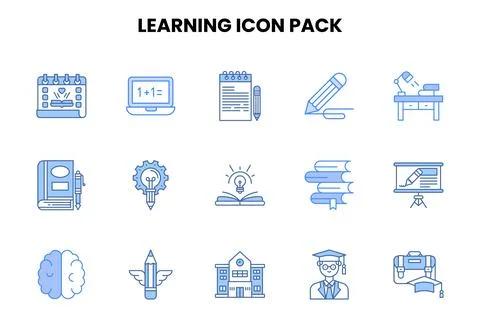 Learning Two Colour UI Icons Pack Ilustración de archivo