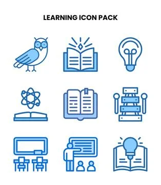 Learning Two Colour UI Icons Pack Ilustração Stock