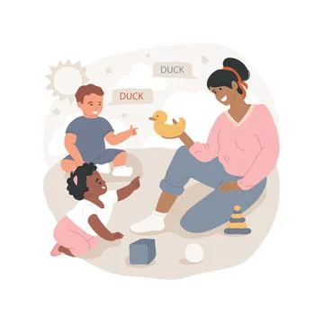 Learning to understand words isolated cartoon vector illustrations. Illustrazione stock