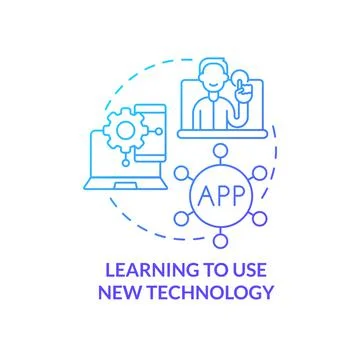Learning to use new technology blue gradient concept icon Illustrazione stock