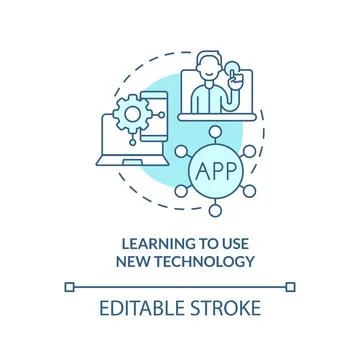 Learning to use new technology turquoise concept icon Illustrazione stock