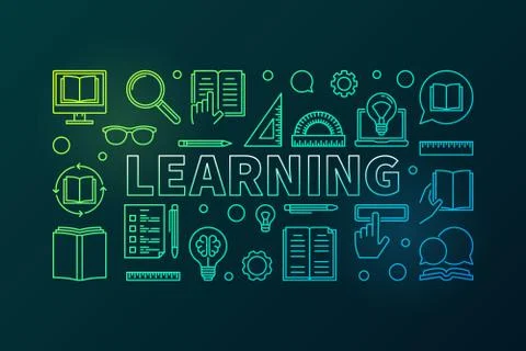 Learning vector colored concept education illustration Illustrazione stock