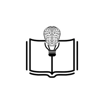 Learning vector icon black on white background Stock Illustration