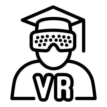 Learning with VR icon, outline style Stock Illustration
