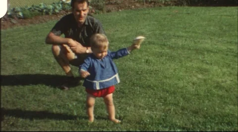 Learning to walk (vintage 8 mm amateur film) Stock Footage