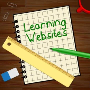 Learning Websites Notebook Shows Education Sites 3d Illustration Illustrazione stock