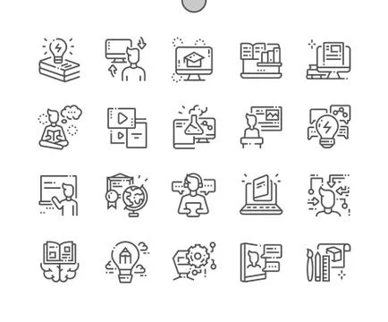 Learning Well-crafted Pixel Perfect Vector Thin Line Icons 30 2x Grid for Web 스톡 일러스트