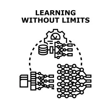 Learning without limits expanding knowledge and data processing Stock Illustration