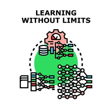 Learning without limits expanding knowledge and data processing Stock Illustration