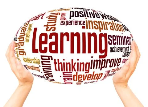 Learning word cloud hand sphere concept Stock Photos