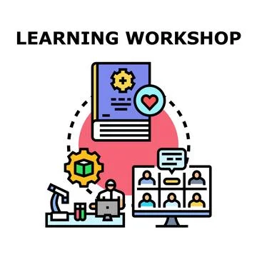 Learning workshop concept for online education and development Illustrazione stock